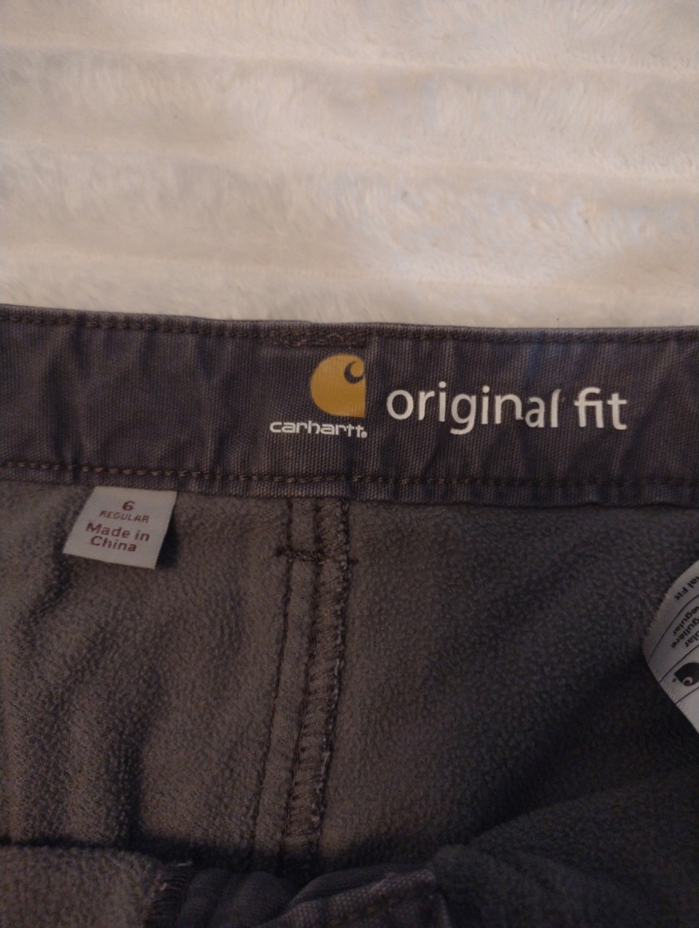Carhartt Women 6 Reg Original Fit Fleece Lined Carpenter Pants Work Wear Grey - Picture 2 of 15